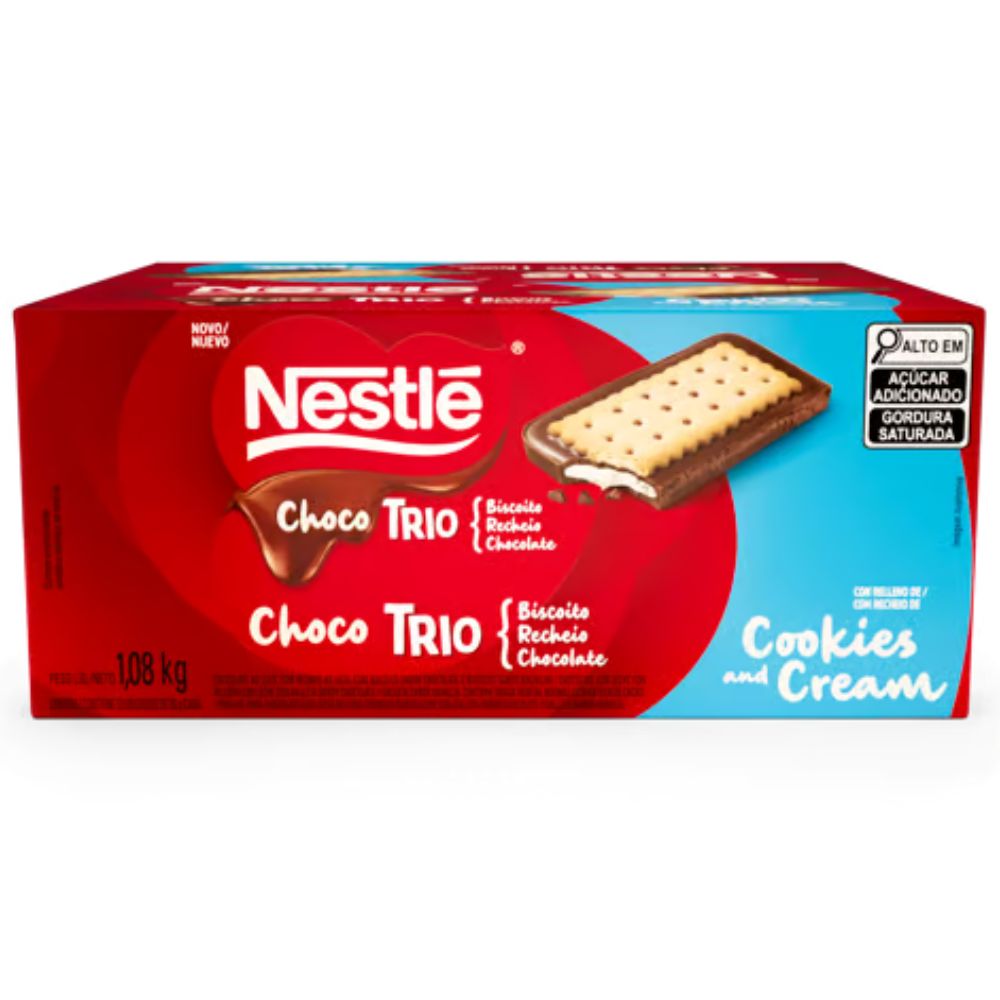 Nestle Chocolate Choco Trio Cookies and Cream 90gr 12 Und