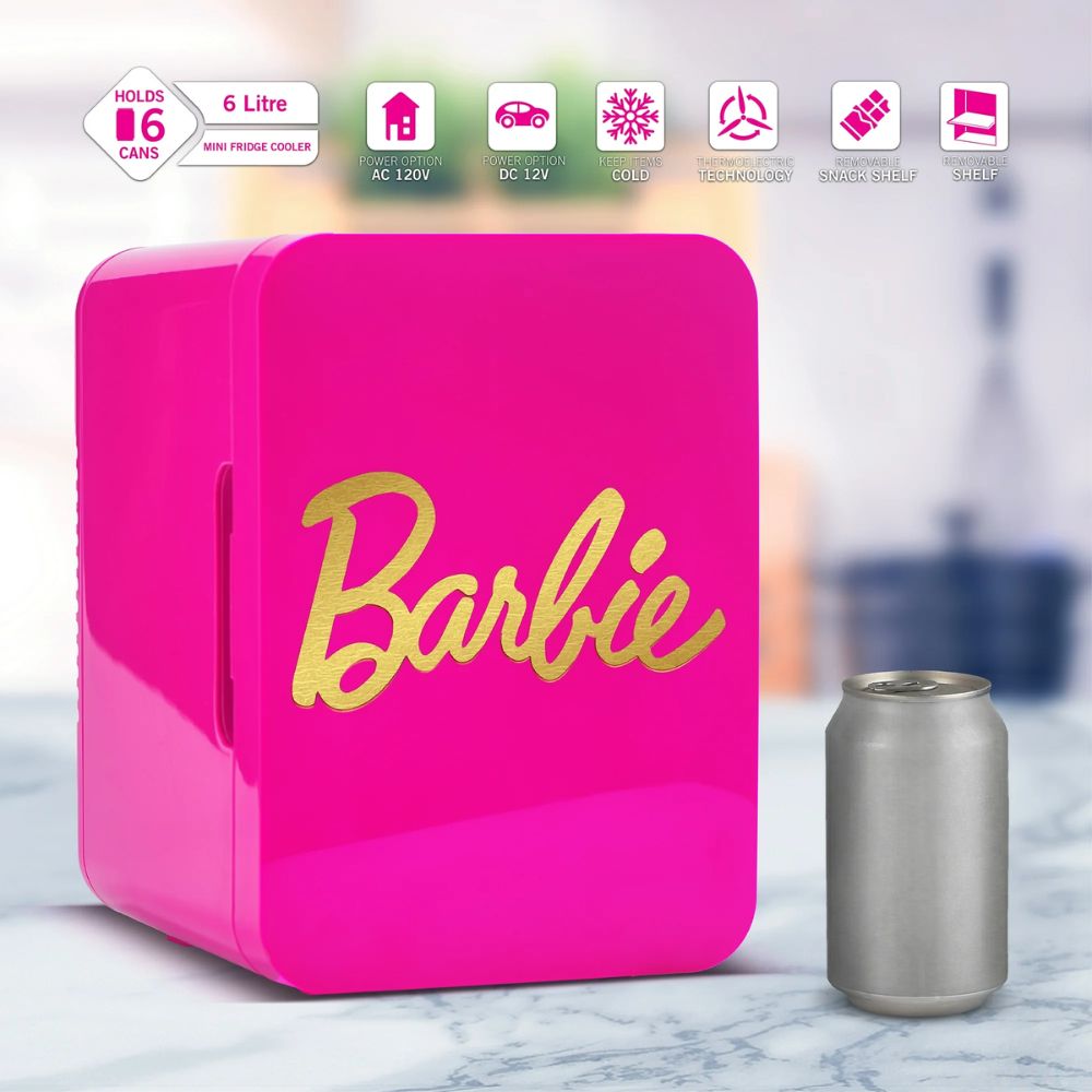 Barbie Mini Refridge Thermoelectric Cooler 6 Soda Cans