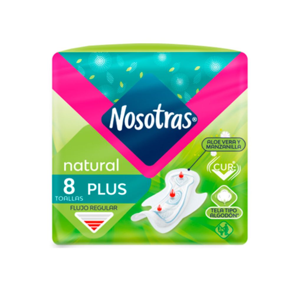 Nosotras Toalla Sanitaria Natural Plus Algodon 8 Und