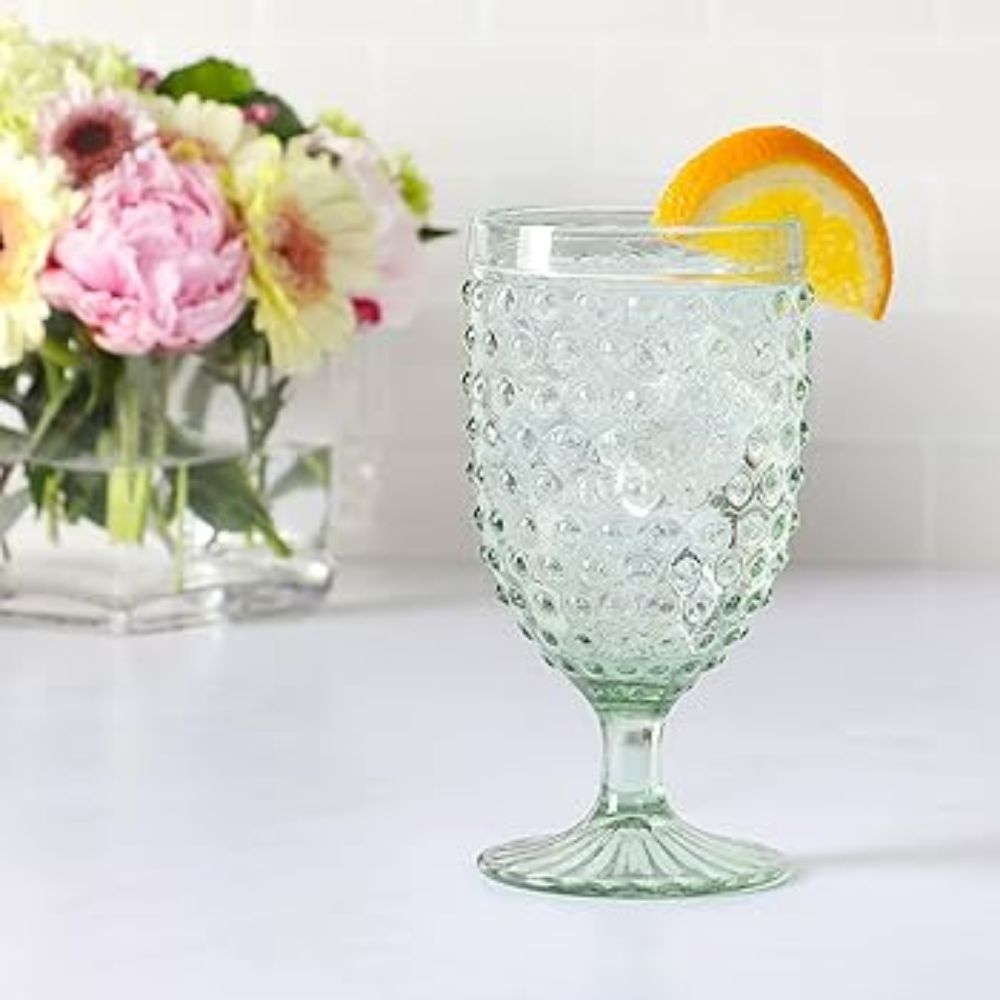 Copa Martha Stewart Glass Hobnail Goblet Green 420ml