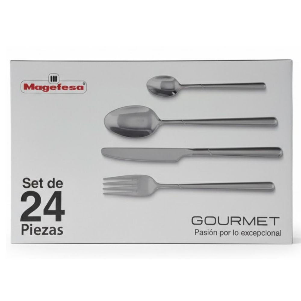Magefesa Juego de Cubiertos de Acero Inoxidable Gourmet 24 Pcs