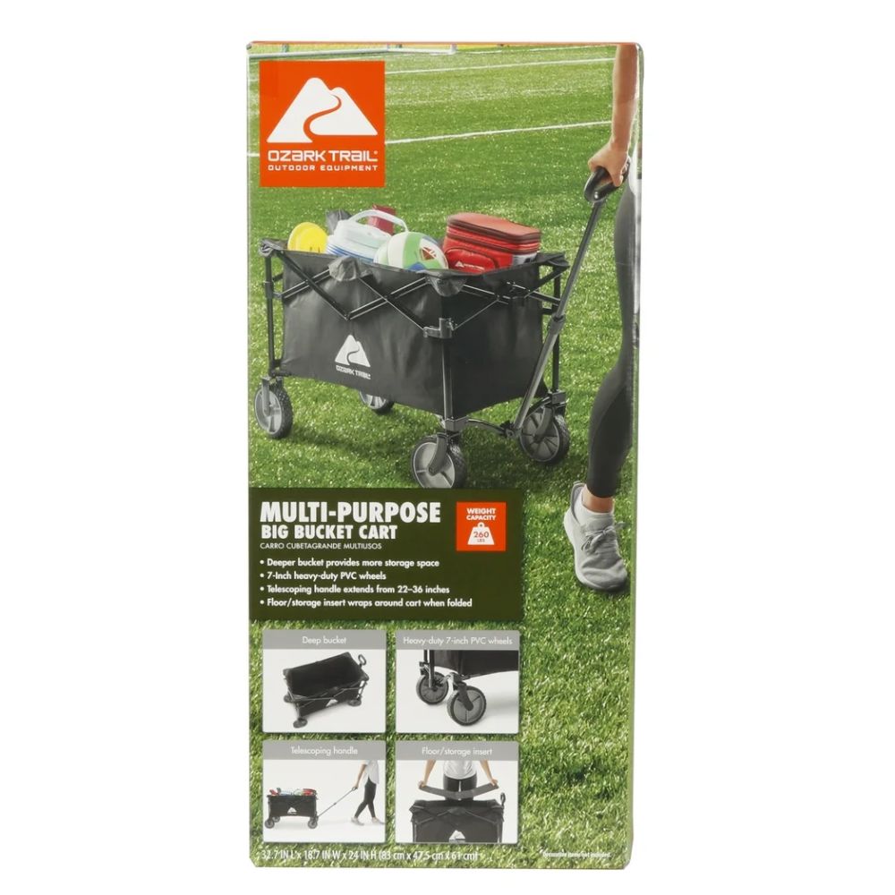 Ozark Trail Carrito Multiusos Gran Color Negro Wagon Altura 60.96cm