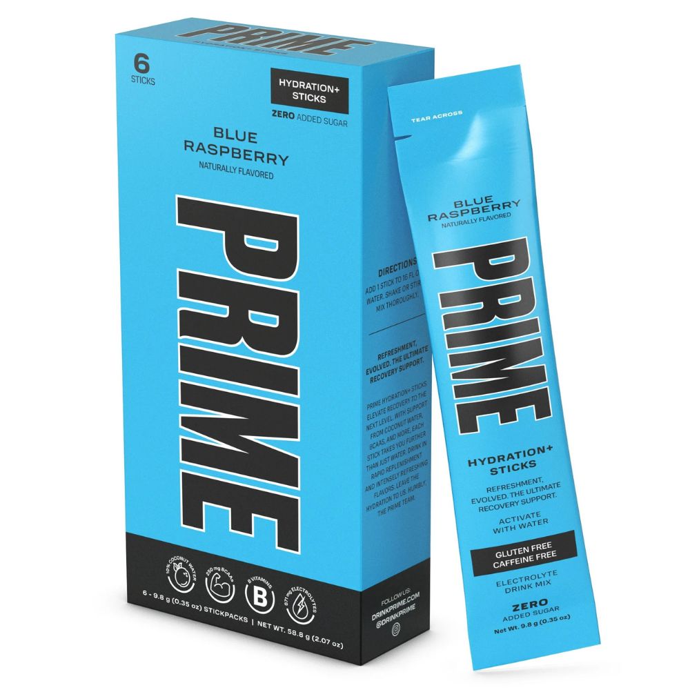 Prime Electrolyte Drink Mix Blue Raspberry 6 Sticks