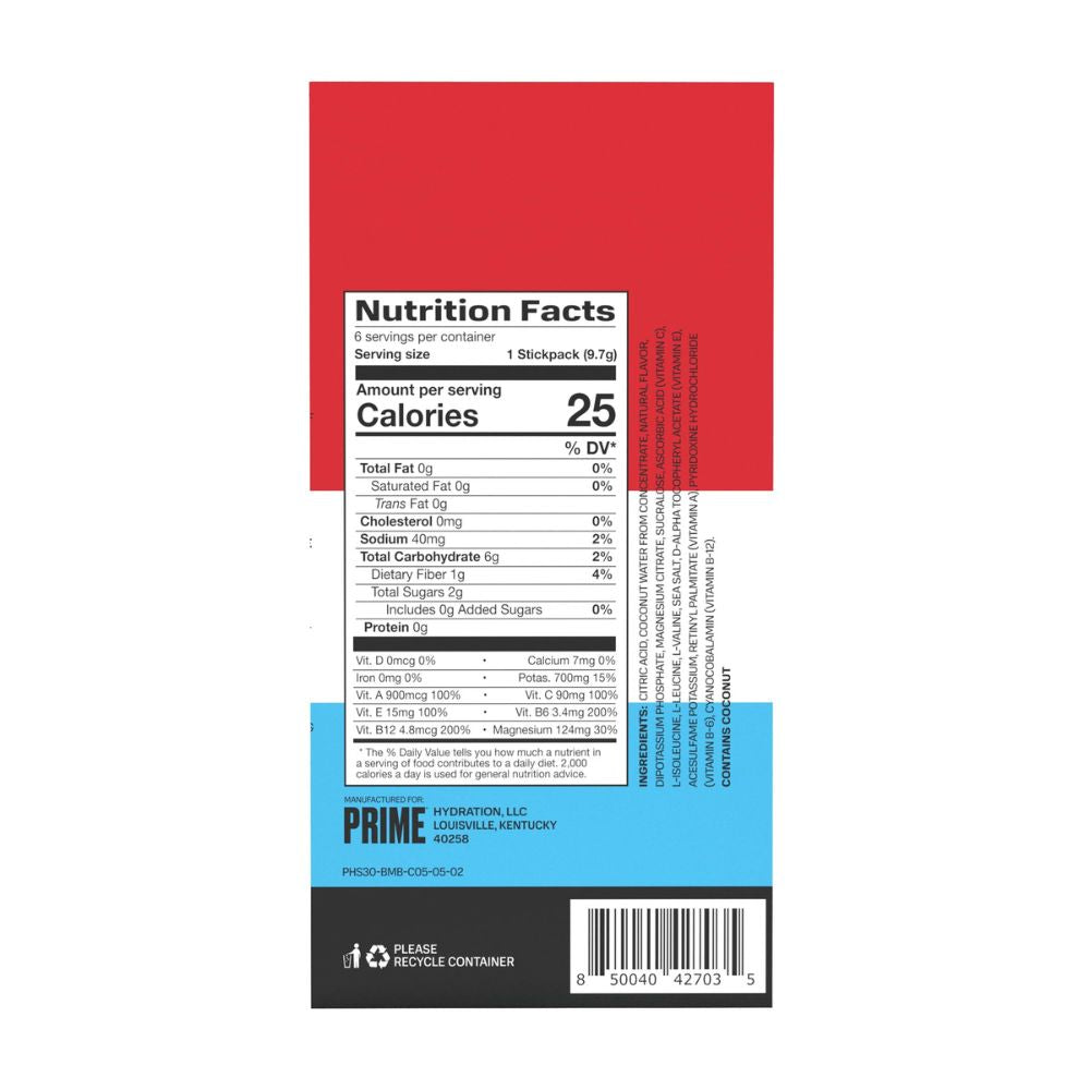 Prime Electrolyte Drink Mix Ice Pop 6 Sticks