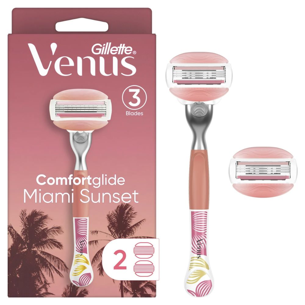 Gillette Venus Comfortglide Miami Sunset 1 Razor - 2 Cartridges Gel Bars