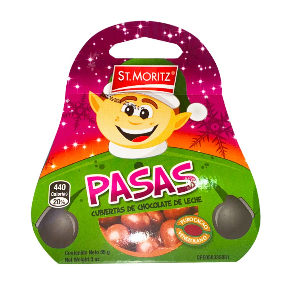 St. Moritz Navidad Pasas Cubiertas de Chocolate de Leche 85gr