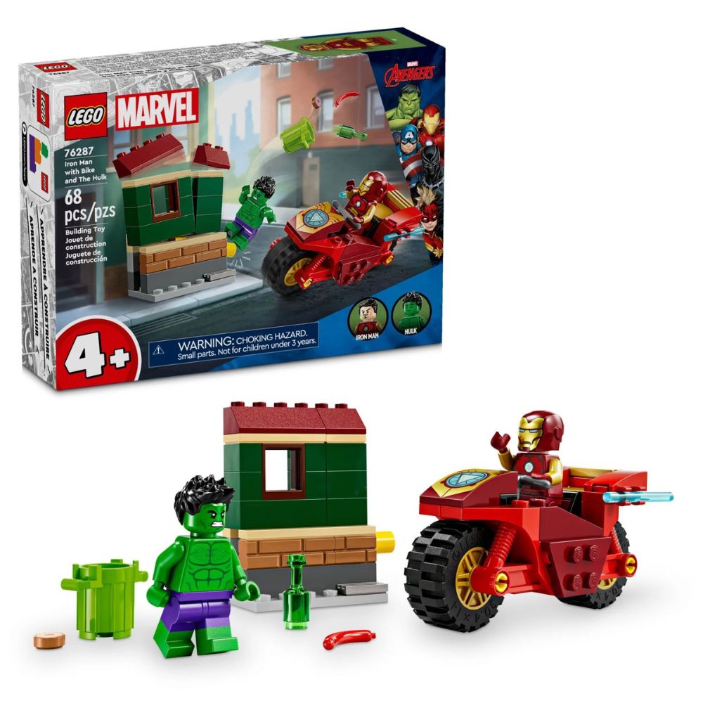 Lego Marvel Iron Man With Bike and The Hulk 68 Pcs 76287