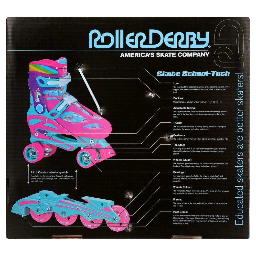 Patines Unicorn Roller Derby 2-in-1 Roller and Inline Adjustable Skates Patines Talla 34-38