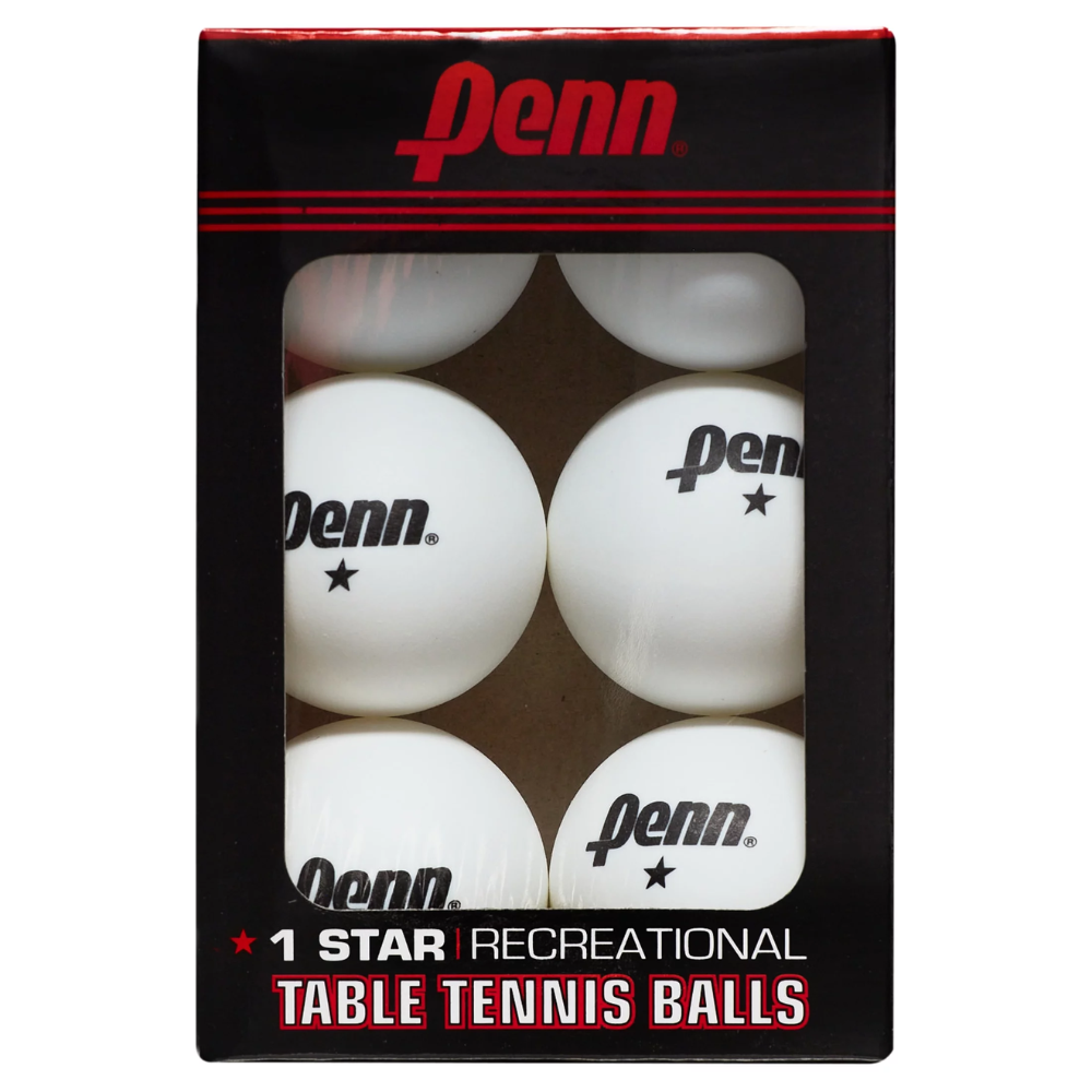 Pelotas para Ping Pong Penn 40mm 1-Star White Box of 6