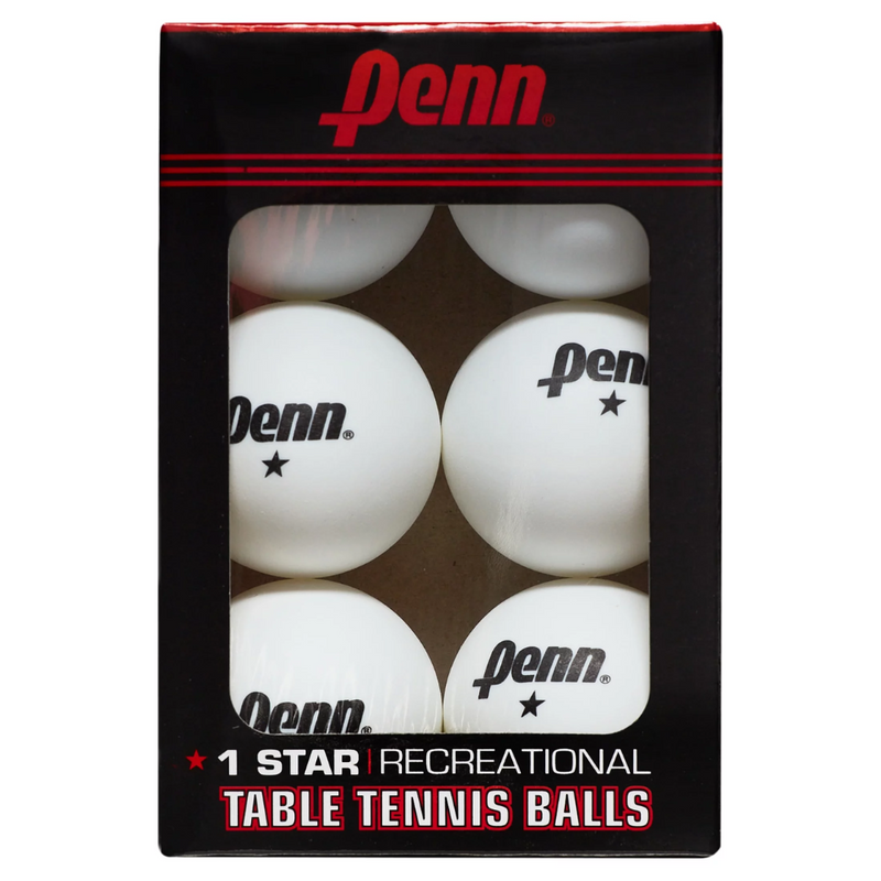 Pelotas para Ping Pong Penn 40mm 1-Star White Box of 6