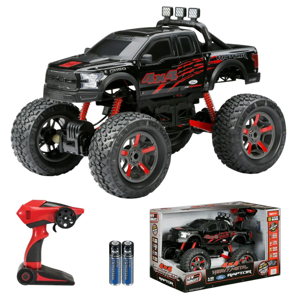 New Bright Ford Raptor Extra Grande a Control Remoto 1:10 4x4 Heavy Metal