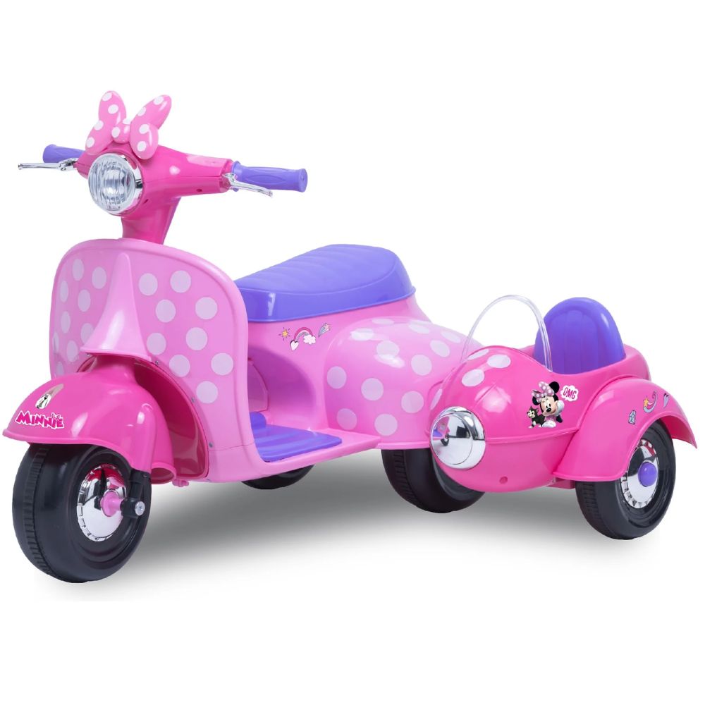 Disney Minnie Mouse 6 Volt Happy Helpers Scooter with Sidecar Ride-On Toy