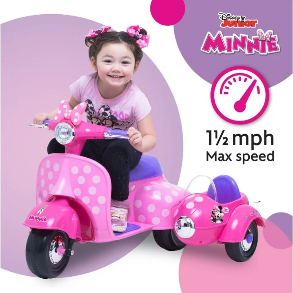 Disney Minnie Mouse 6 Volt Happy Helpers Scooter with Sidecar Ride-On Toy