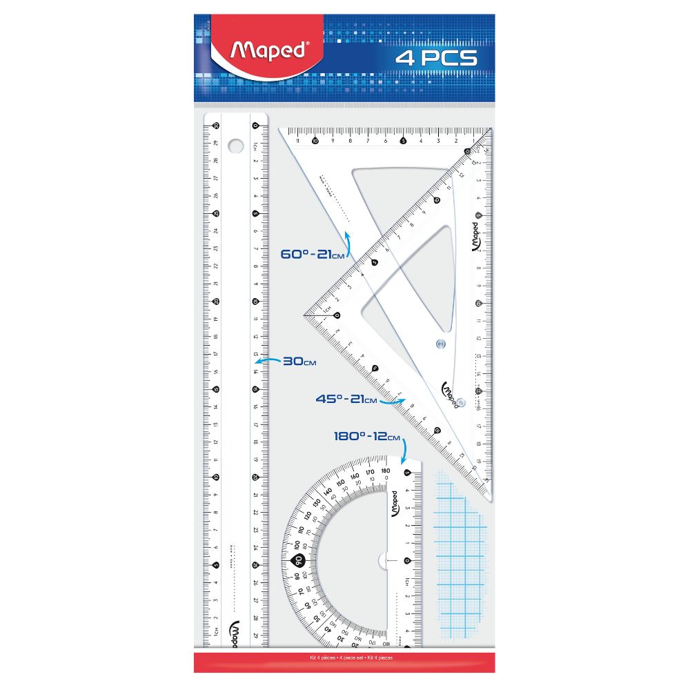 Maped Juego De Escuadras Transparente 4 Piezas