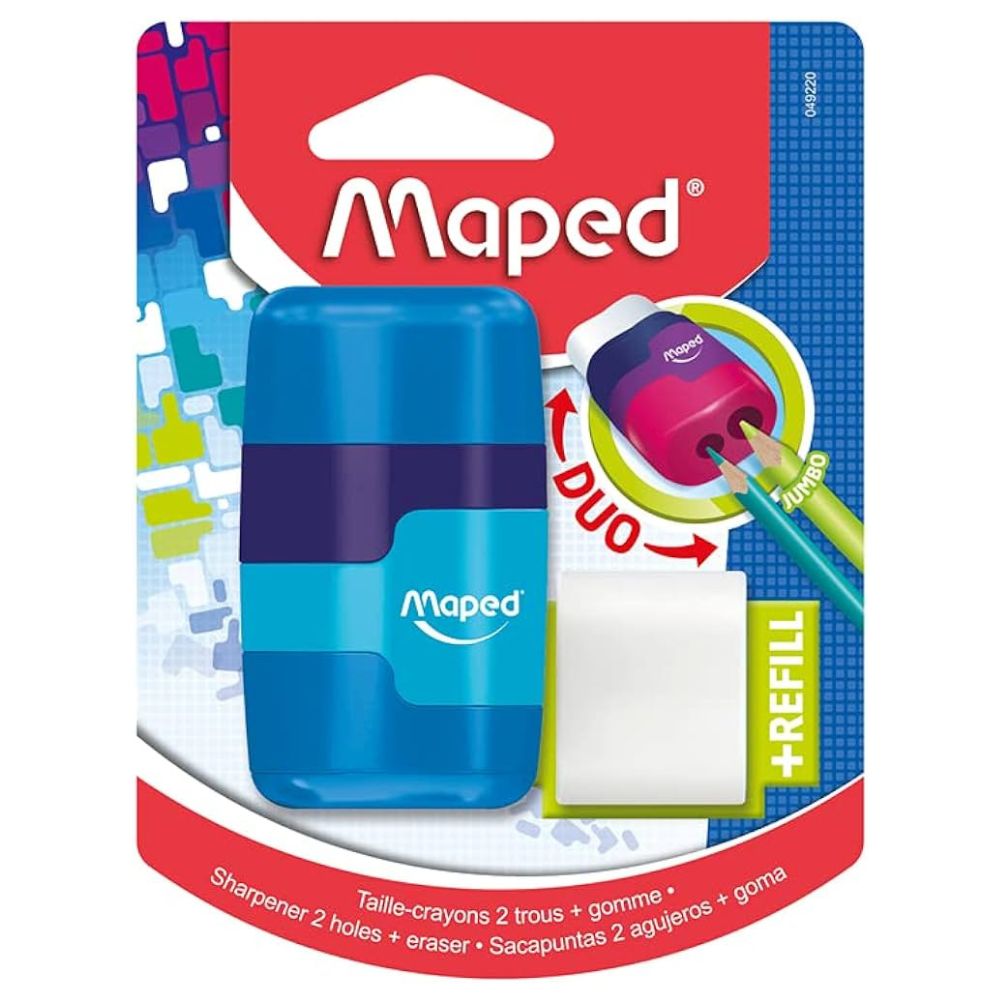 Maped Sacapunta Con Dos Orificios Y Goma Recargable 3 Colores