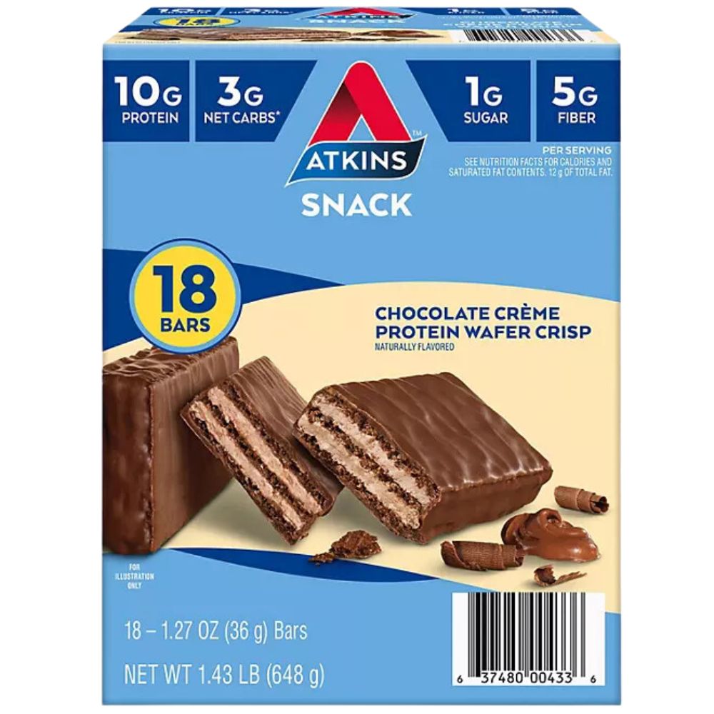 Barras Atkins Snack Protein Wafer Crisps Chocolate Creme 18 Und 648g