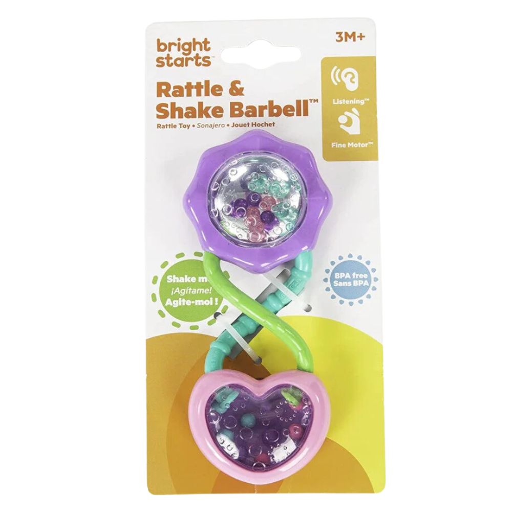 Bright Starts Rattle & Shake Barbell Juguete que suena para Bebes 3meses+