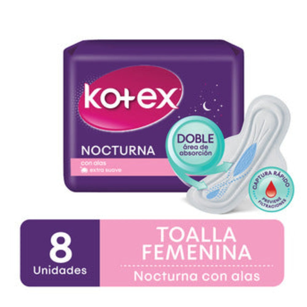 Kotex Toallas Sanitarias Nocturna 8und