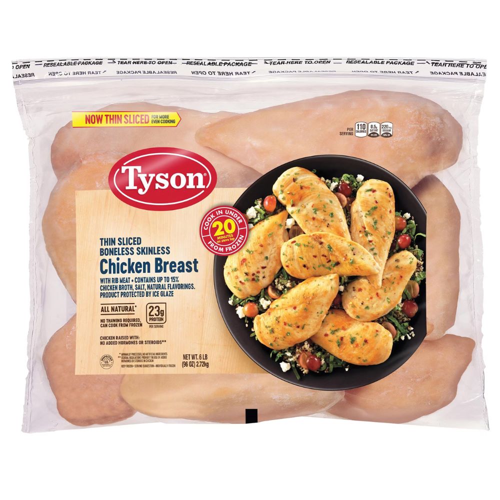 Tyson Thin Sliced Boneless Skinless Chicken Breast 2.72 Kg