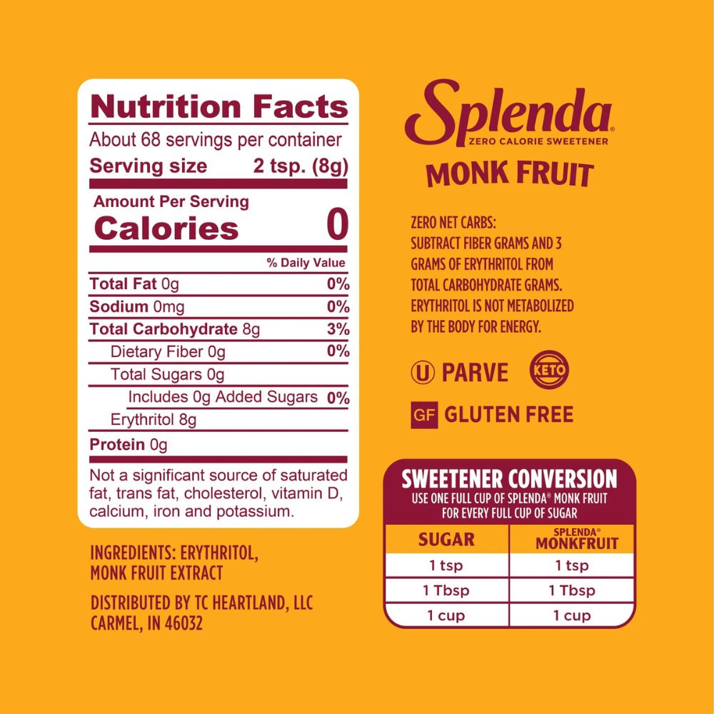 Splenda Zero Calorie Sweetener Monk Fruit 540gr