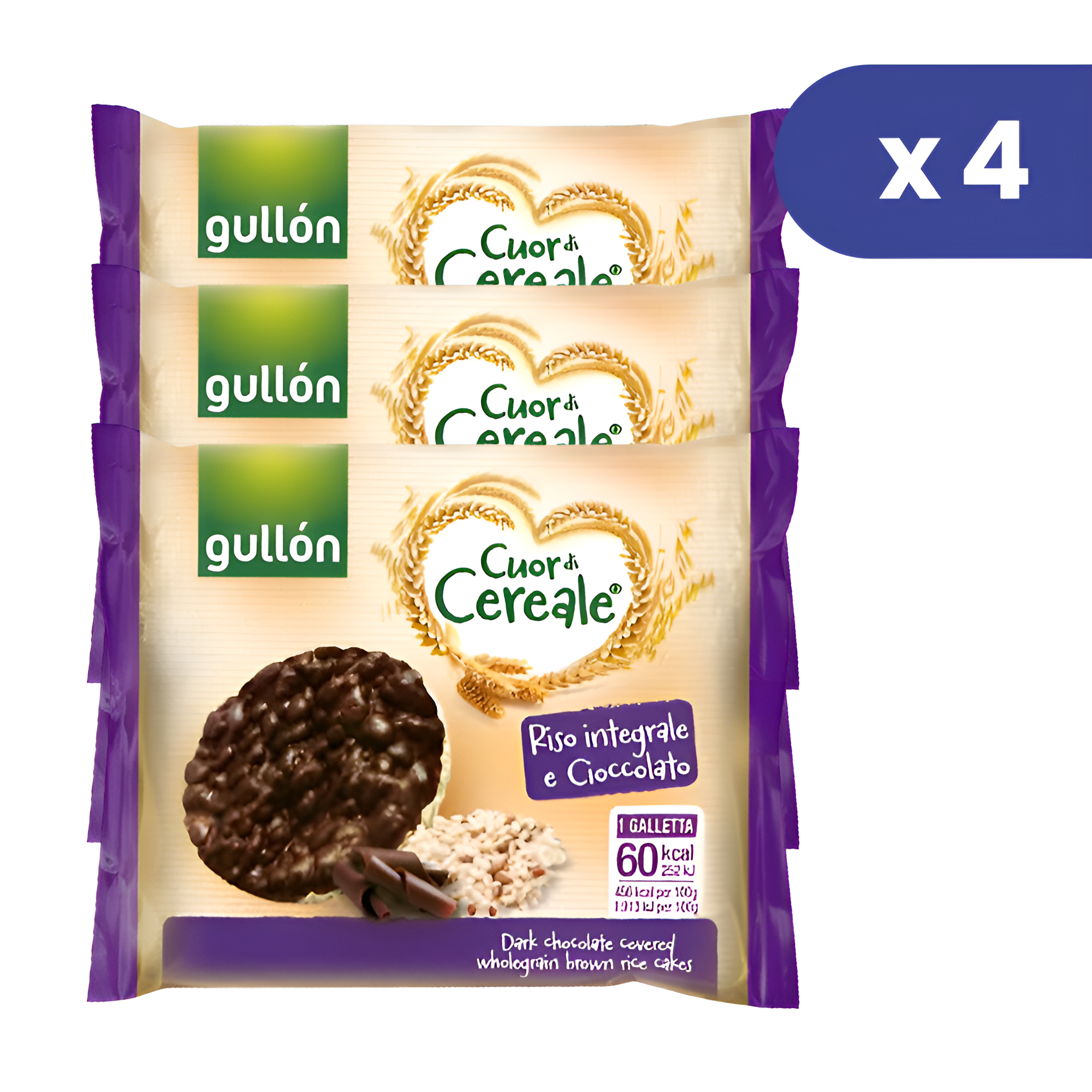 Gullon Tortilla de Arroz Chocolate Negro Sin Gluten 10gr Pack 4 Und