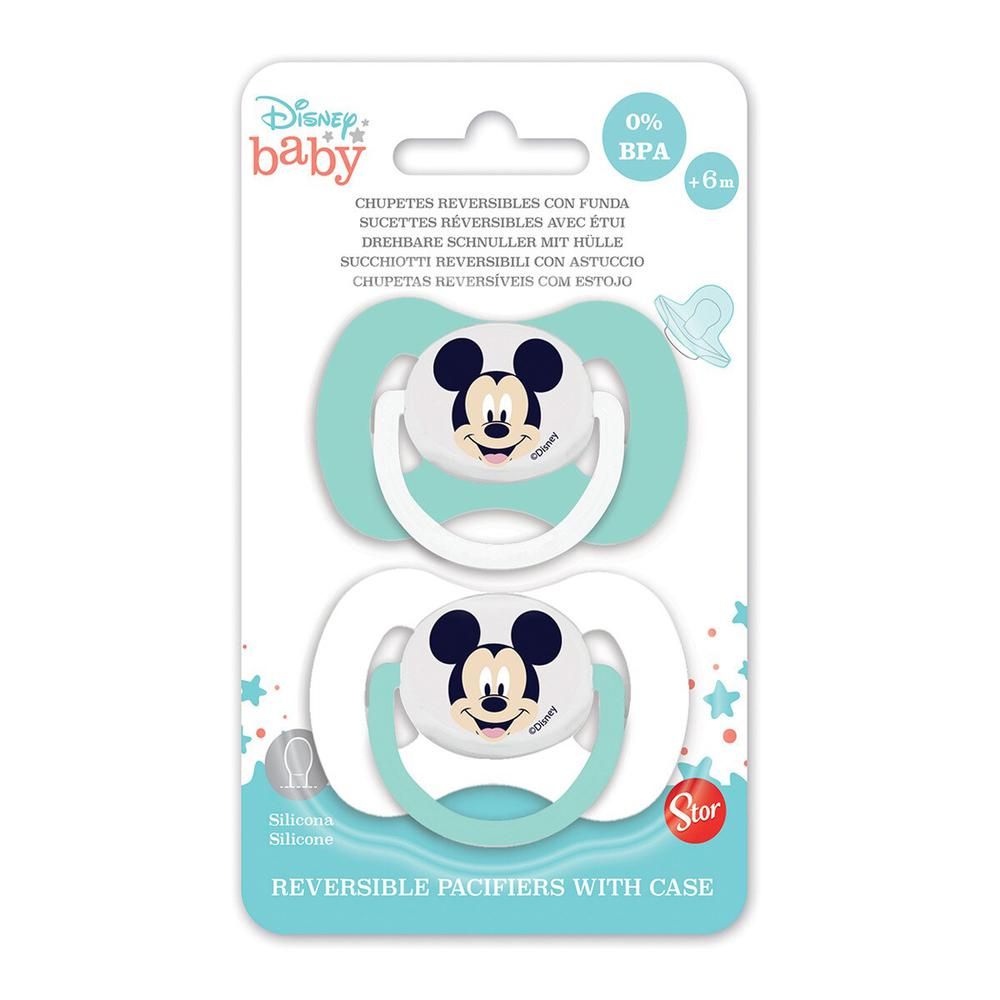 Disney Baby 2 Chupones con Tetina Fisiologica de Silicona Micky +6m