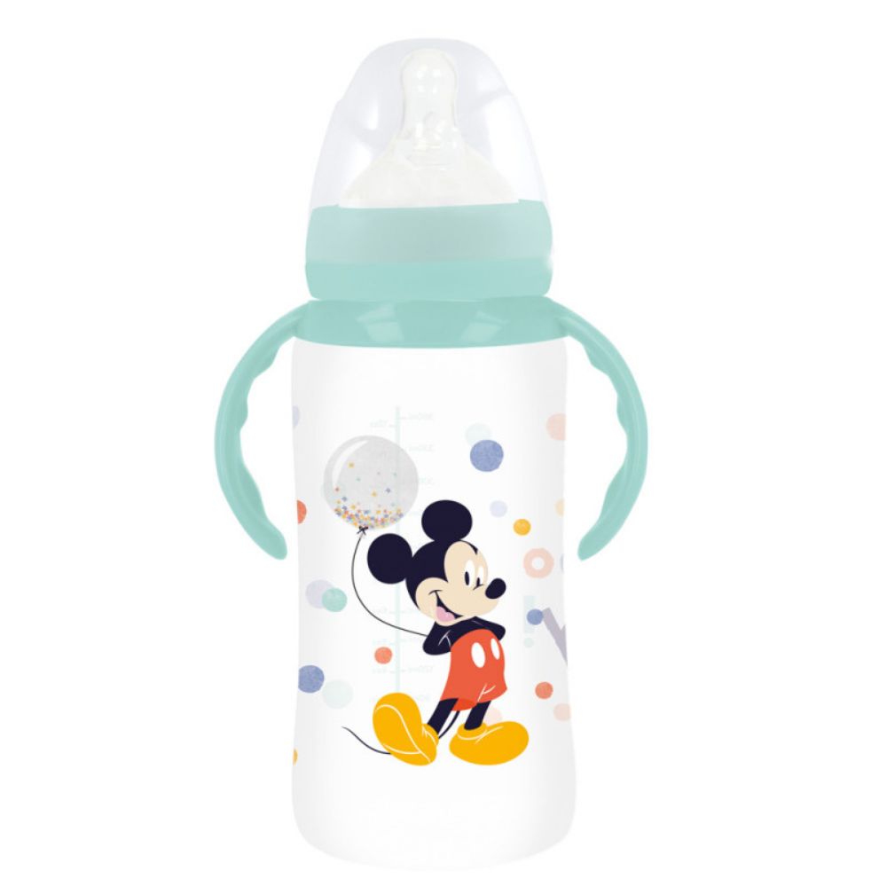 Disney Baby Biberon de Cuello Ancho de 12oz Con Asas Mickey +0m