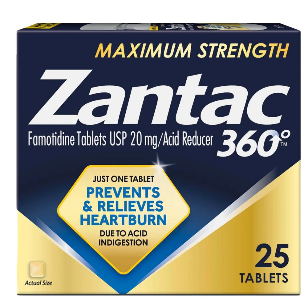 Zantac 360° 25 Undidades Fototidime Tablets USP 20mg Acid Reducer Due To Acid Indigestion