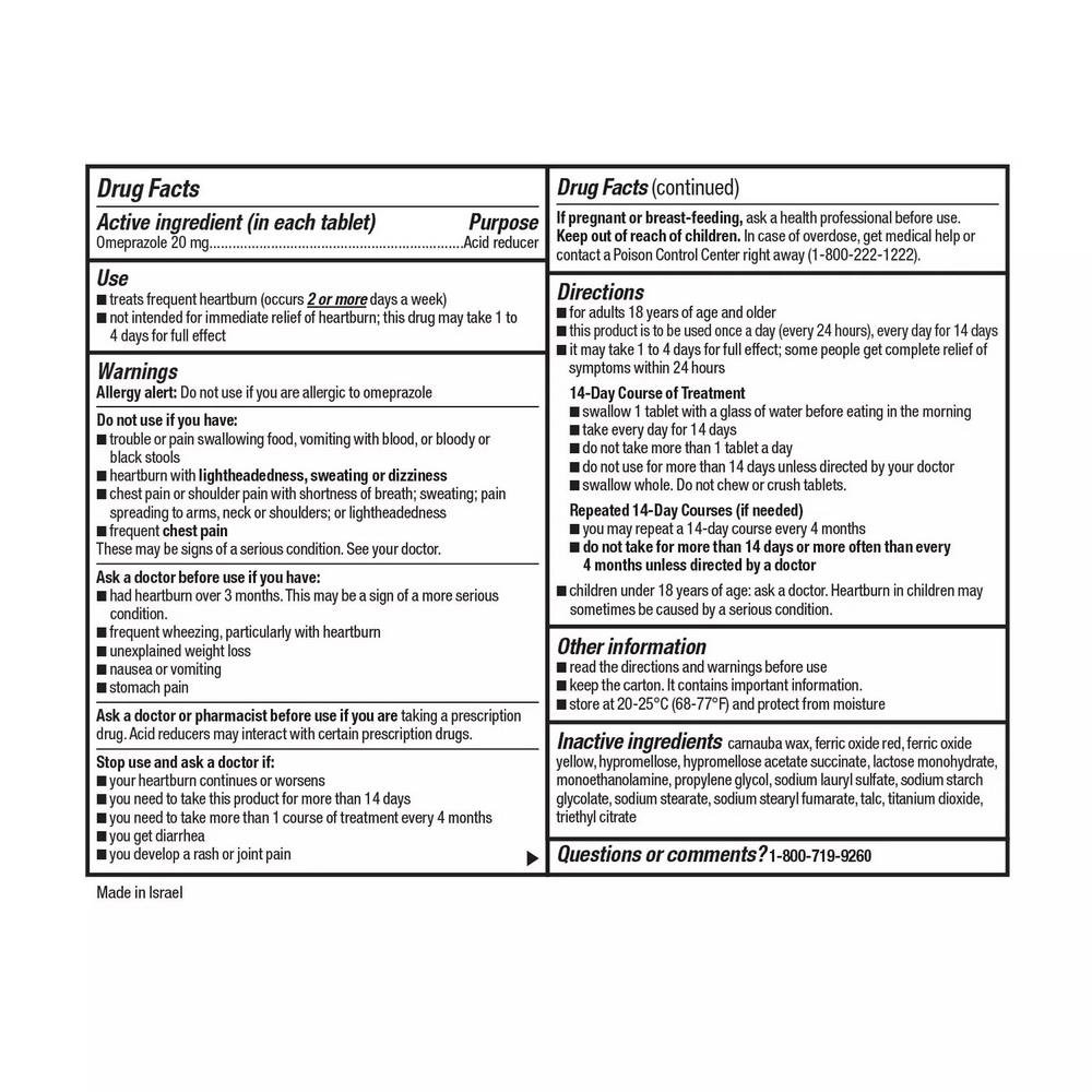 Omeprazole Member's Mark Acid Reducer 20 mg 42 tablets - Madison Center