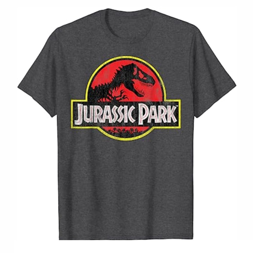 T-Shirt Unisex Jurassic Park Color Gris Con Manga Corta