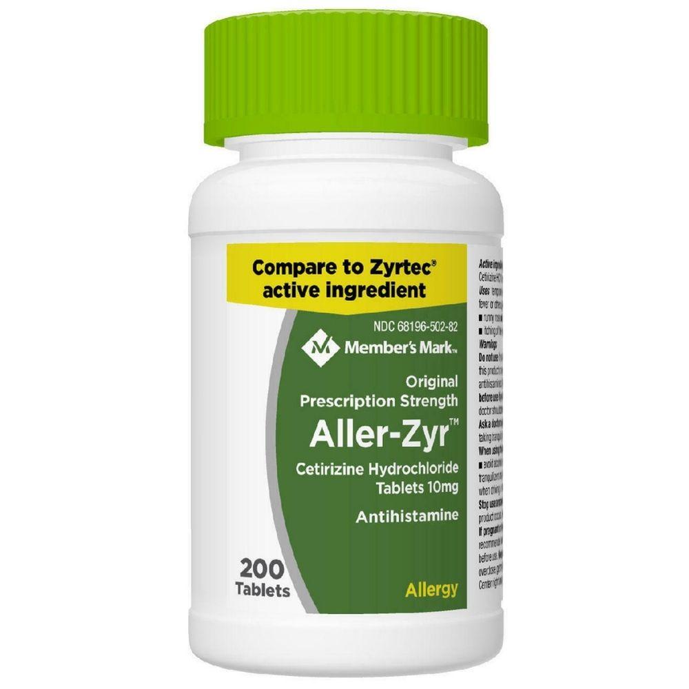 Antistaminico Member's Mark  Aller-Zyr 10mg 200 Tabletas