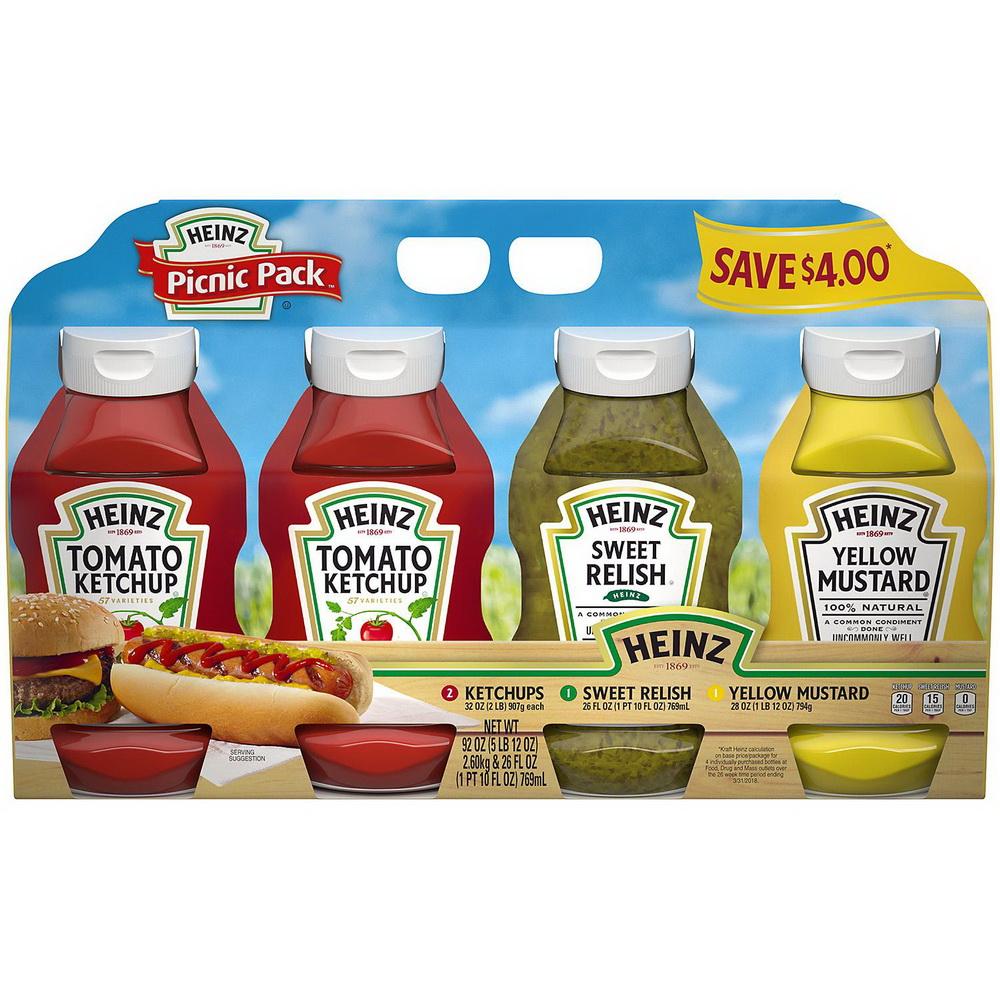 Salsas Heinz Ketchup, Sweet Relish y Yellow Mustard 4und - Madison Center