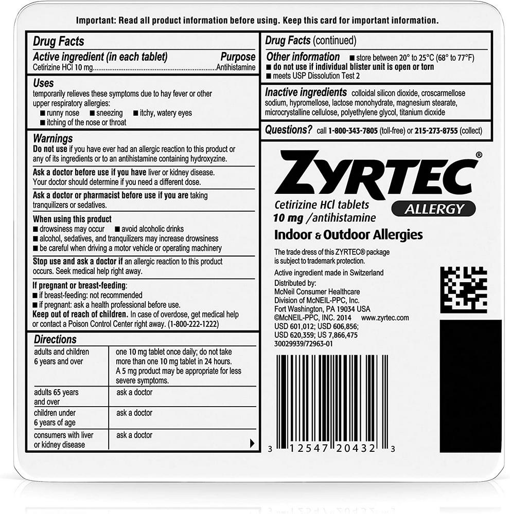 Zyrtec Allergy 10 mg - Madison Center