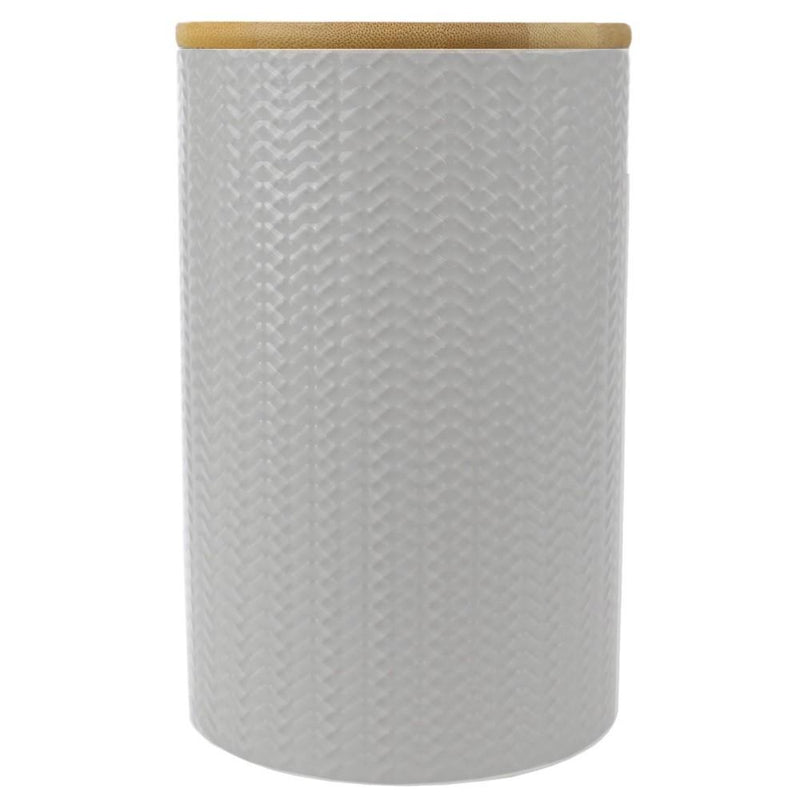 Frasco Ceramico Blanco Tapa de Bambu Grande - Madison Center