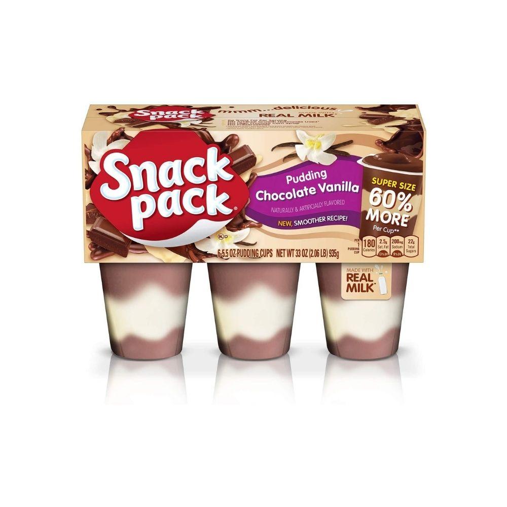 Pudding Snack Pack Chocolate Vainilla 6 Und 60% Mas Cantidad
