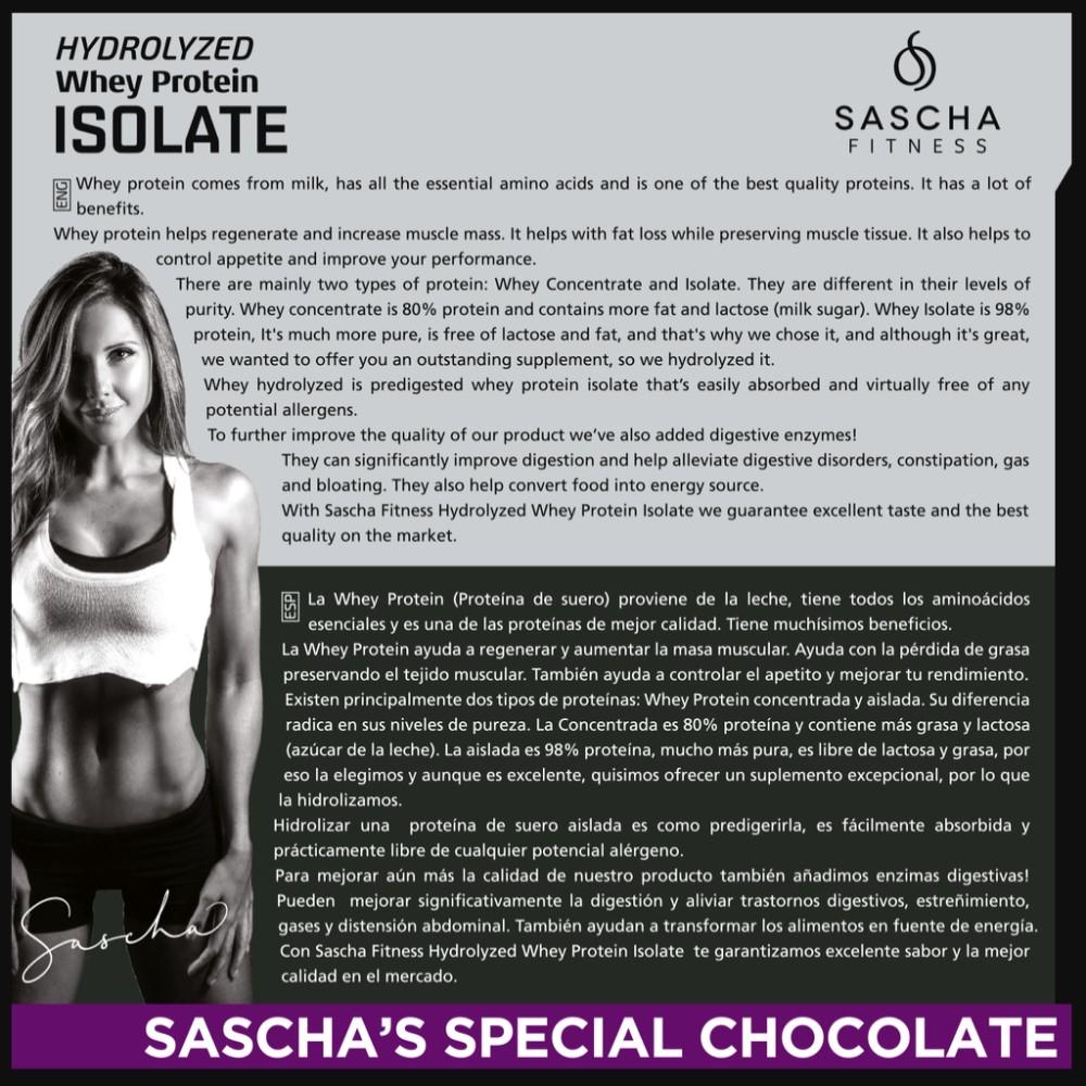 Whey Protein Hidrolizada Isolate by Sascha Fitness sabor Chocolate 907g - Madison Center