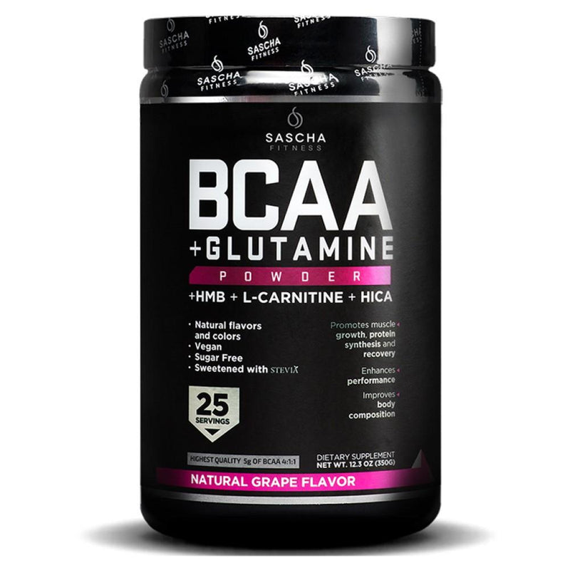Suplemento Dietetico BCAA con Glutamina by Sascha Fitness Natural Grape 350g - Madison Center
