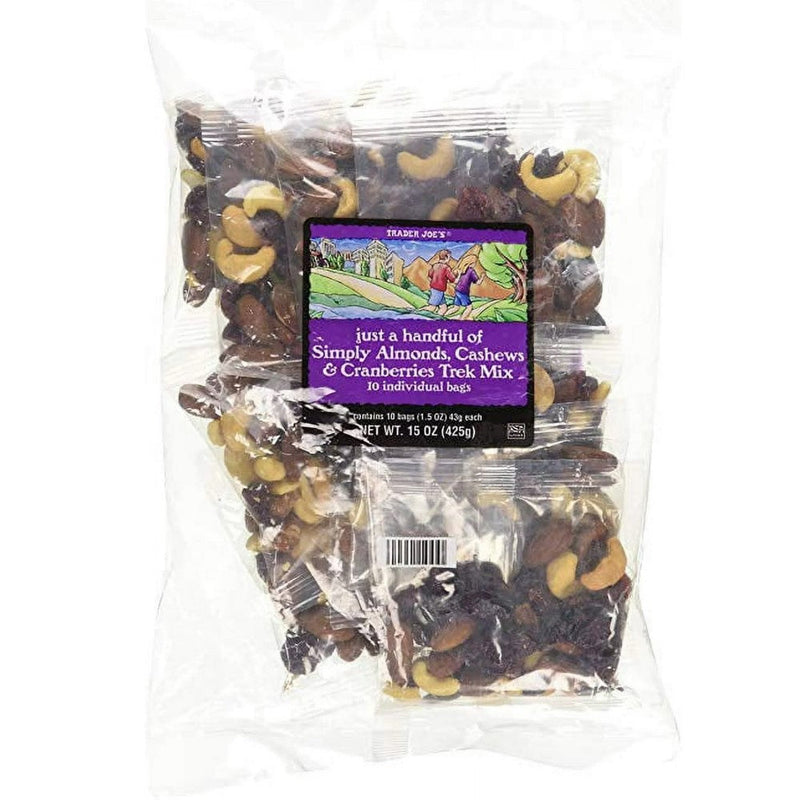 Trader Joe´s Just a Handful of Almonds, Cranberries & Cashews Trek Mix 425g 10 individual bags