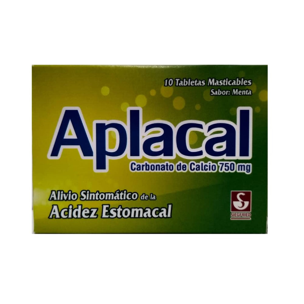 Aplacal Siegfried Carbonato De Calcio 750mg 10Tabletas Masticables