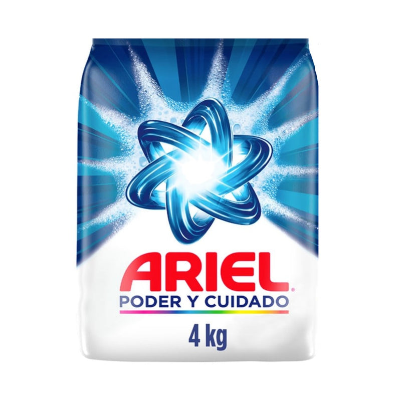 Ariel Detergente 4Kg Poder y Cuidado En Polvo Para Ropa Bio Espuma