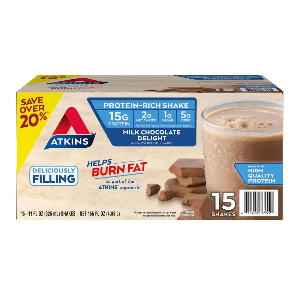 Bebida Atkins 15 Und Helps Burn Fat Milk Chocolate Delight 4.53L