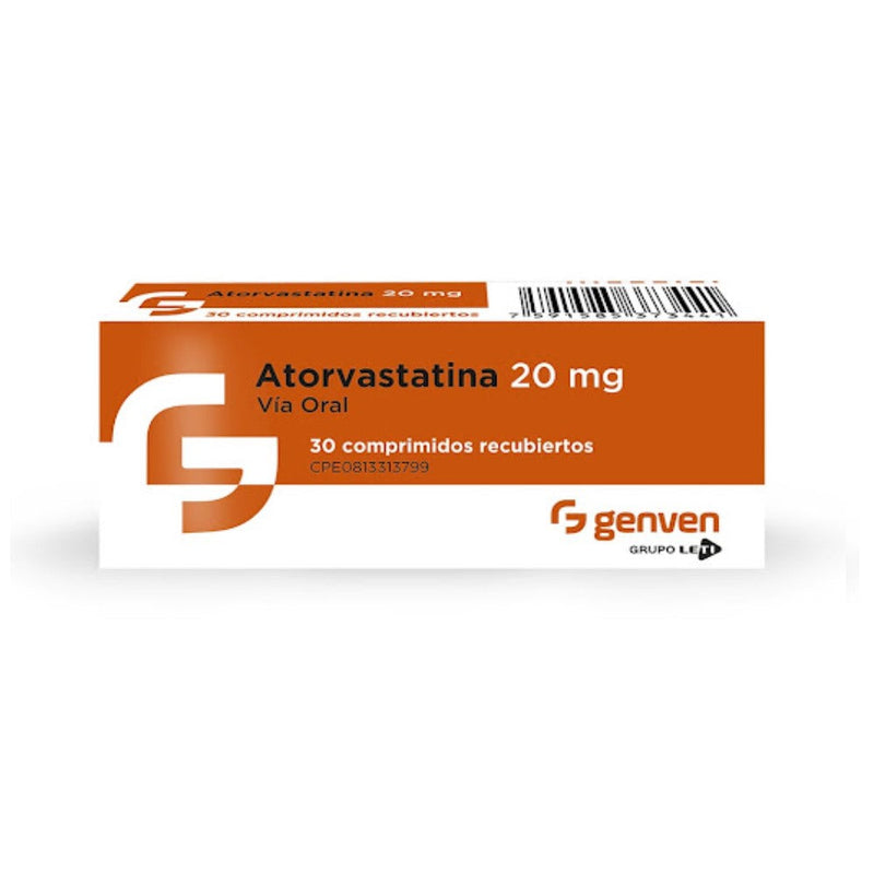 Atorvastatina 20mg De Genven 30 Comprimidos Recubiertos