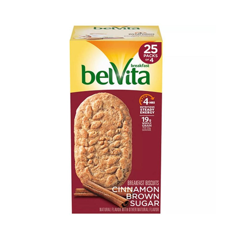 Belvita Cinnamon Brown Sugar 25 paks de 4 c/u (100 Galletas)