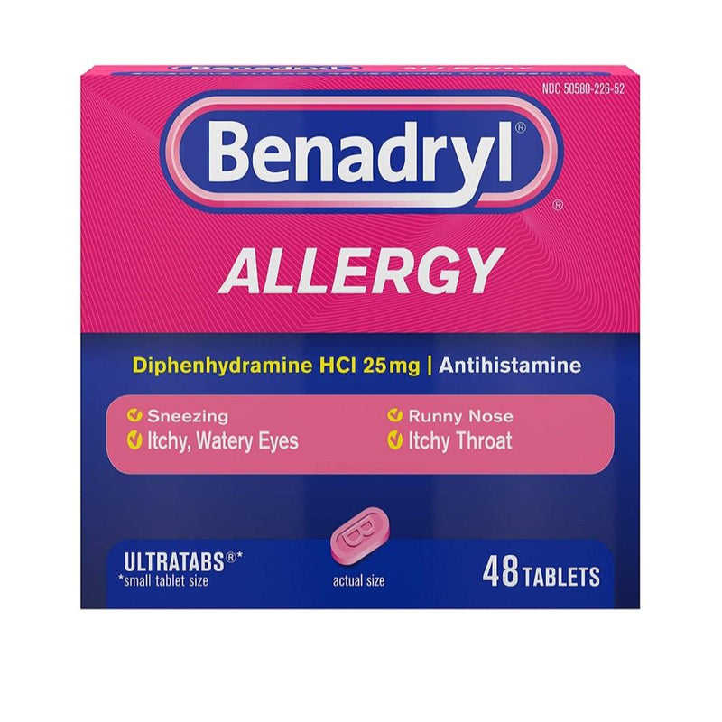 Benadryl Allergy Diphenhydramine HCI25mg Antihistamine 48 tablets