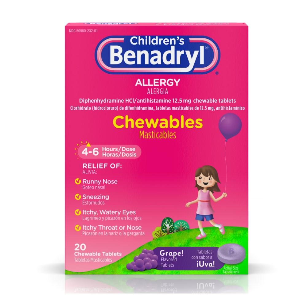 Benadryl Childrens Chewables 20 Tablets