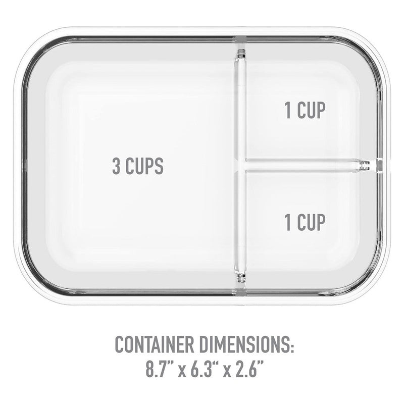 Contenedor Bentgo Glass 3 Compartment Portion Control