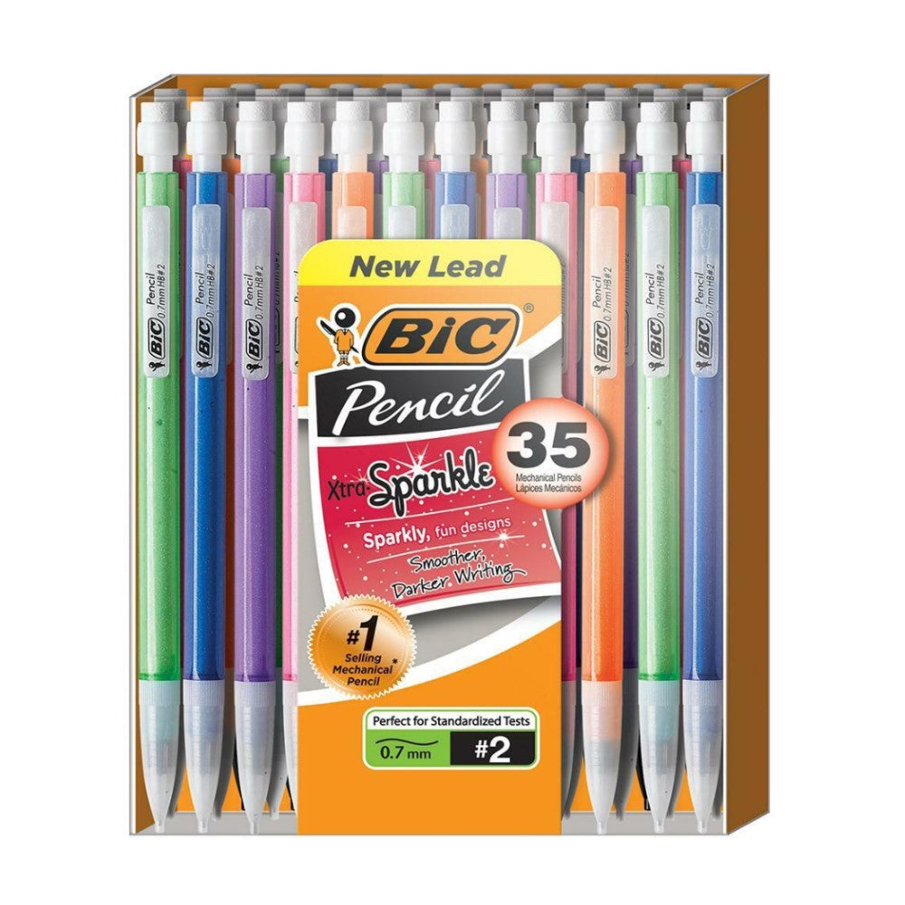 Bic Portaminas Pencil Xtra Sparkle Erases Cleanly Smooth Dark 35und