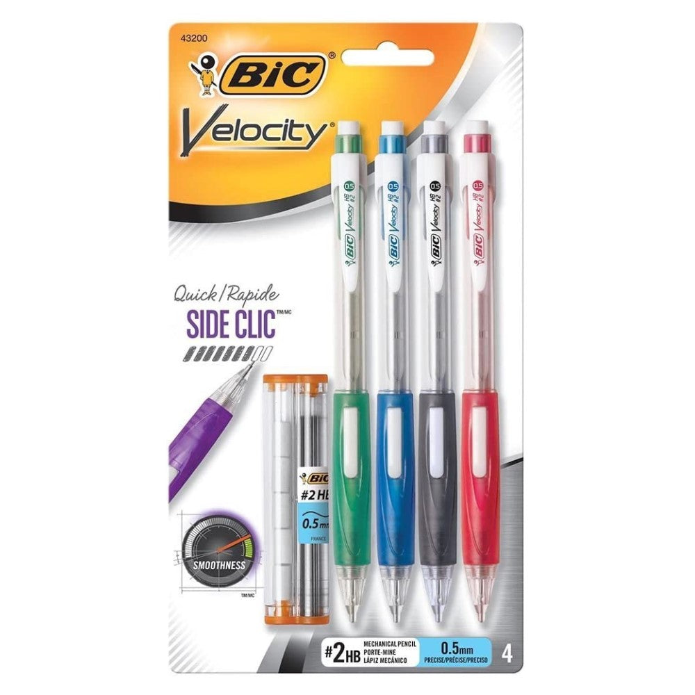 Bic Portaminas 4 Unidades con Minas y borras de repuesto Velocity Side Clic 0.5mm 4und