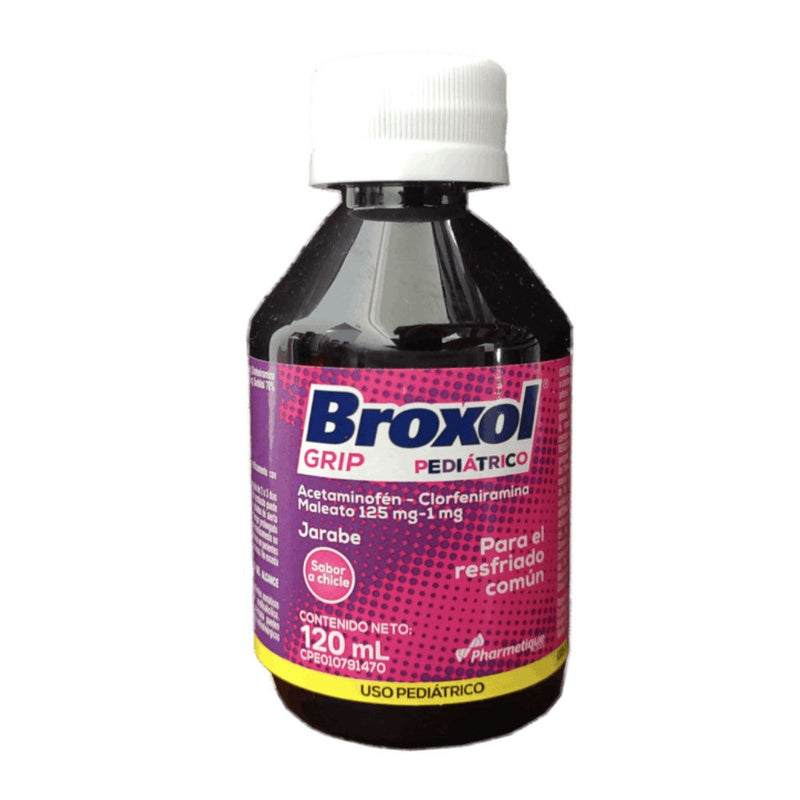 Broxol Grip Pharmatique Acetaminofén Clorfeniramina 125mg-1mg/5ml Uso Pediátrico 120ml