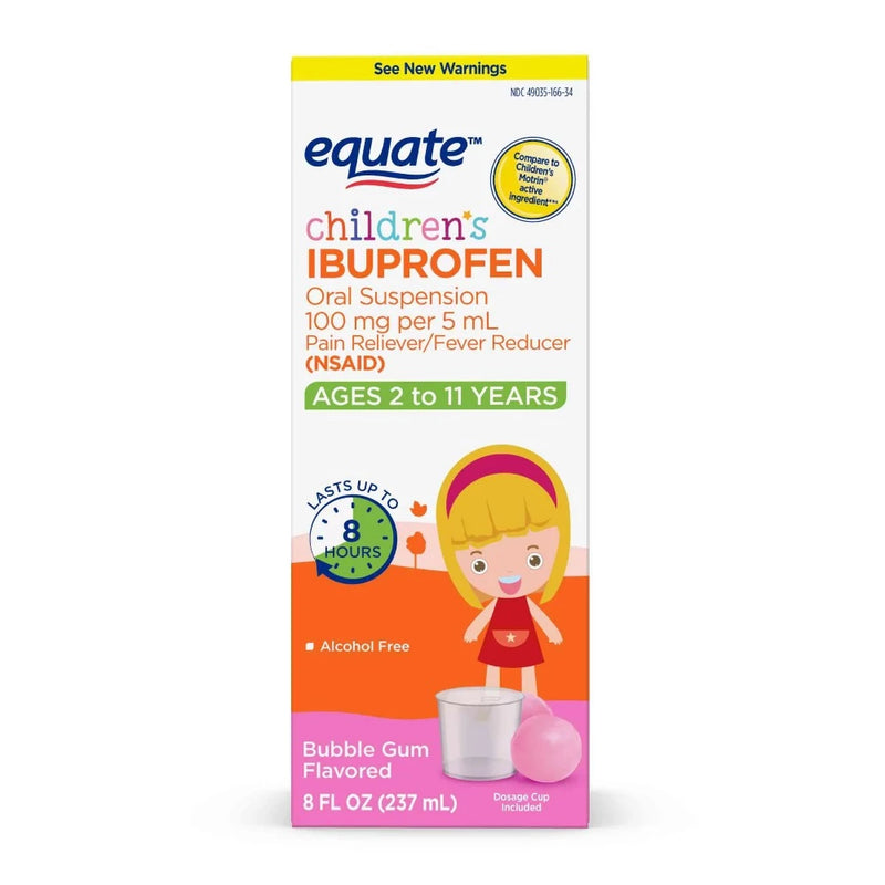 Ibuprofeno Equate Oral Suspension Childrens 2-11 Years Bubble Gum 237ml